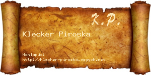 Klecker Piroska névjegykártya